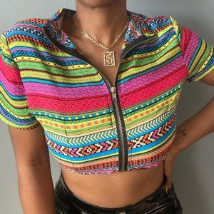 Boohoo Multicolor Aztec Crop Top